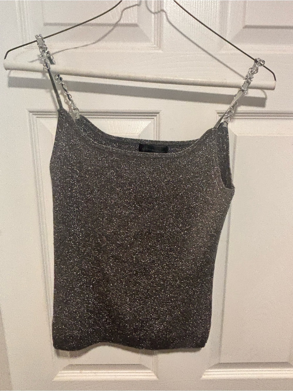 Cable & Gauge Silver Metallic Chain-Strap Camisole